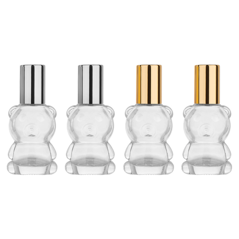 Perfume Fragrance Machine - ขวดแก้วน้ํามันหอมระเหยที่ว่างเปล่าล้างรูปหมีลูกกลิ้งเหล็ก Vial รีฟิลแต่งหน้าบรรจุภัณฑ์ 8ML น้ําหอมม้วนบนขวด
