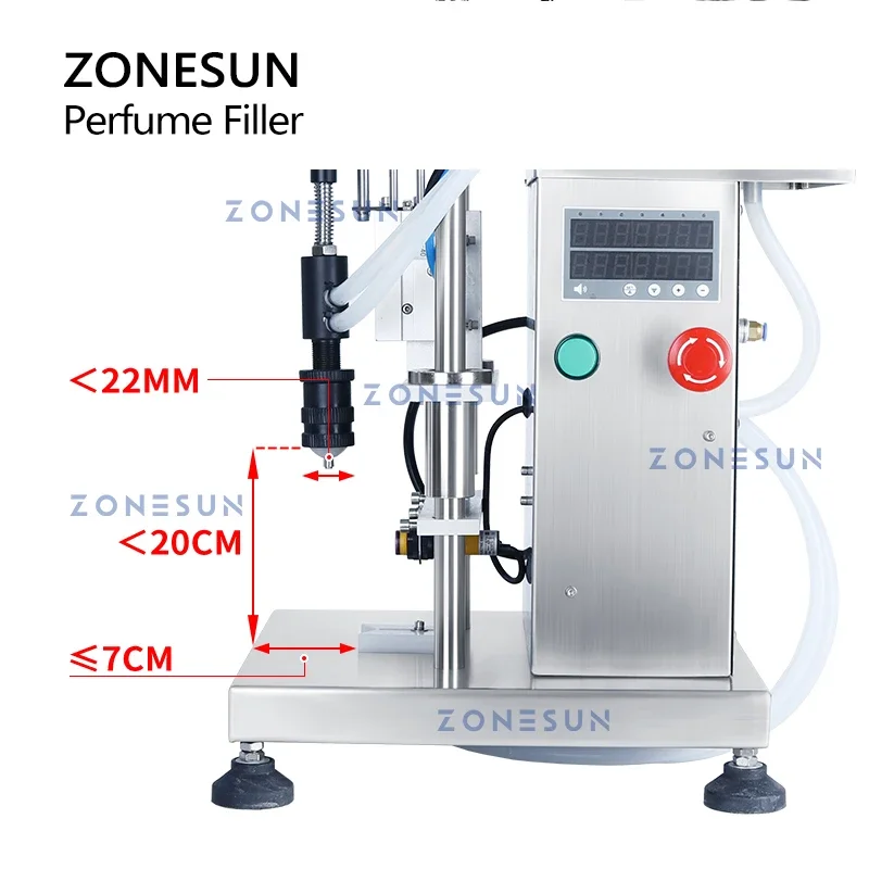 Perfume Fragrance Machine - เครื่องบรรจุน้ำหอมแบบสุญญากาศระบบลม ZONESUN ZS-YTZL500S หัวเดียว สำหรับบรรจุขวดน้ำหอมและของเหลว
